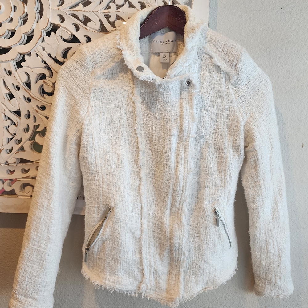 BELLA DAHL TWEED WHITE BLAZER SIZE MEDIUM - Picture 12 of 13